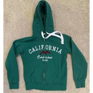 Reflex California Zip Up Hoodie‎ Men’s M Green Embroidered Sweatshirt 1850